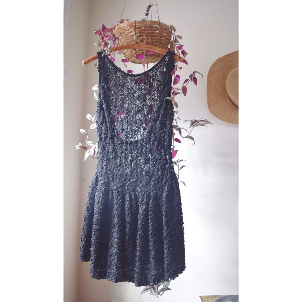 90s Anna Sui Black Cocktail Dress